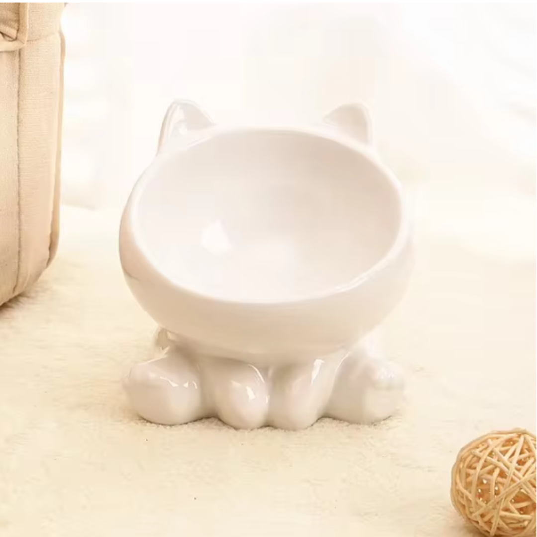 Luxury Ceramic Cat Shaped Bowl with Diagonal Tilt